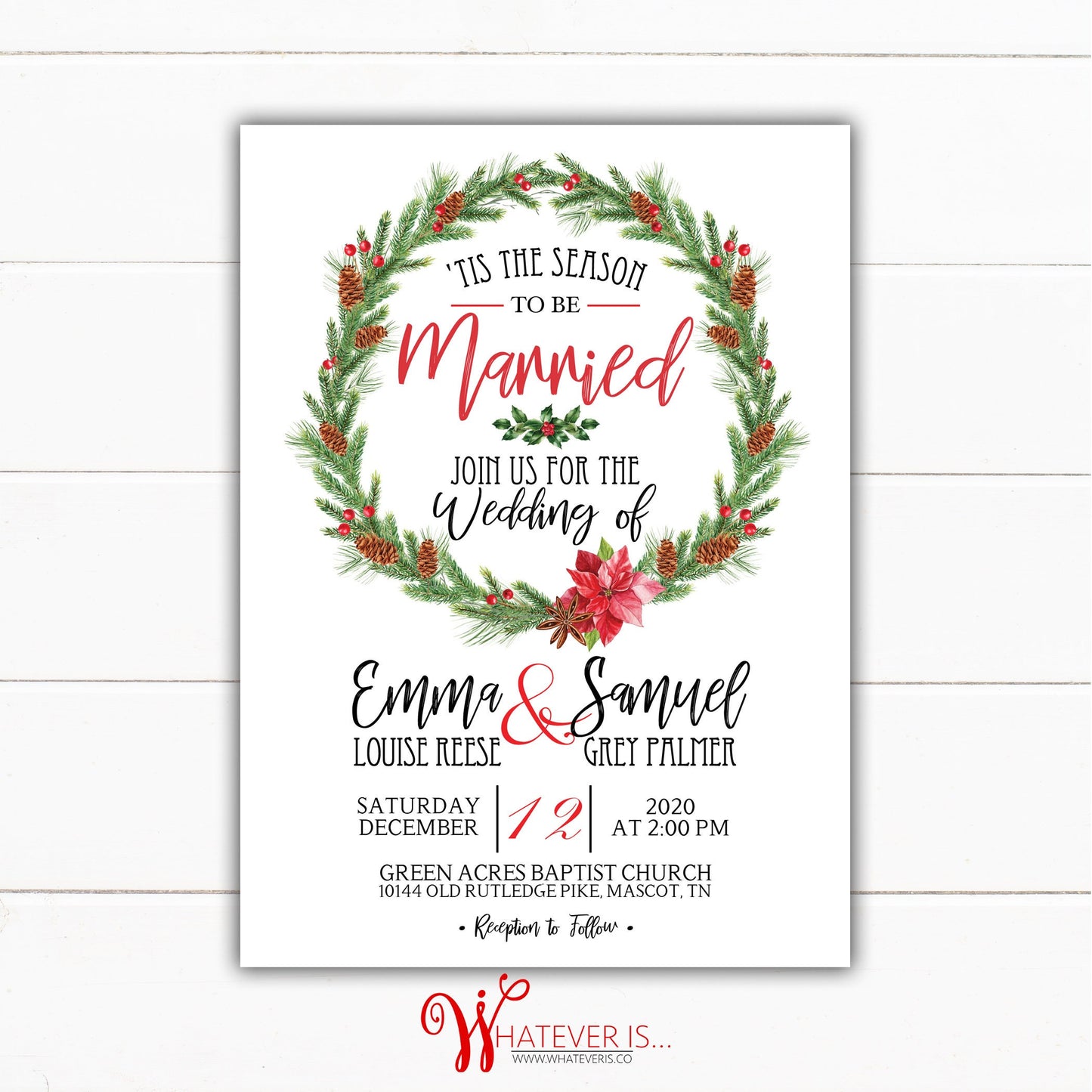 Tis the Season to be Married Wedding Invitation | Christmas Wedding | Holiday Wedding Invitation | Personalized Wedding Invitation | Holiday