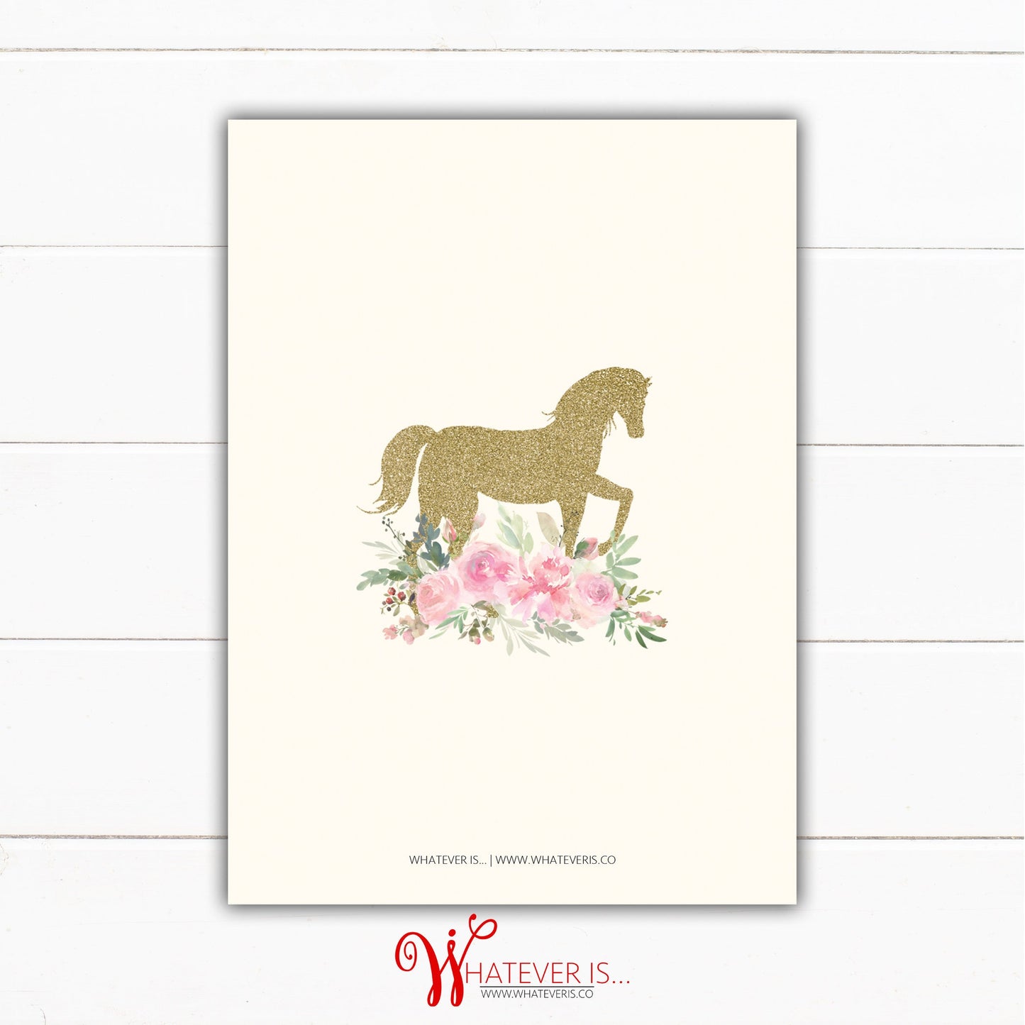 Gold and Pink Horse Birthday Invitation | Horse Birthday Invitation | Pink Floral Birthday | Gold Horse Birthday | Girl Birthday Invitation