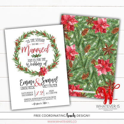 Tis the Season to be Married Wedding Invitation | Christmas Wedding | Holiday Wedding Invitation | Personalized Wedding Invitation | Holiday