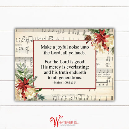 Joy to the World Nativity Christmas Card | Printable Christmas Card | Psalms 100 | Christian Christmas | Sheet Music Christmas Card