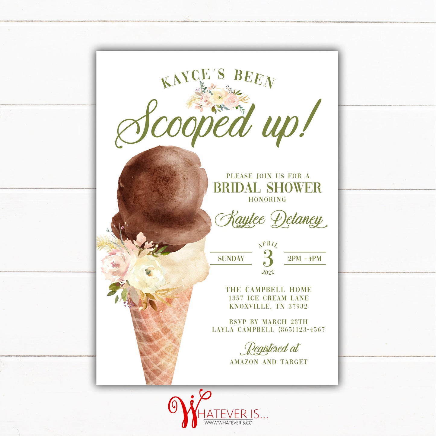 She's Been Scooped Up Bridal Shower Invitations |  Ice Cream Bridal Shower Invitation | Summer Bridal Shower | Ice Cream Wedding Shower