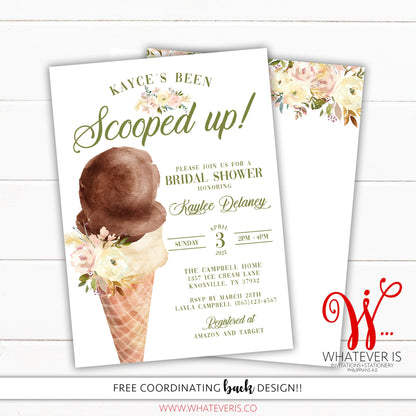 She's Been Scooped Up Bridal Shower Invitations |  Ice Cream Bridal Shower Invitation | Summer Bridal Shower | Ice Cream Wedding Shower