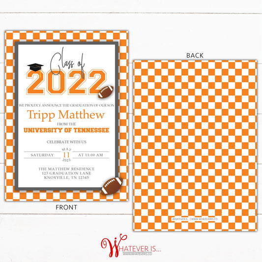 Football Graduation Party Invitation | Sport Graduation | College Football Graduation | Tennessee Graduation Party | Volunteers | Vols