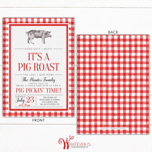 Pig Roast Invitation | Company Picnic Invitation | Family Picnic Invitation | Family Reunion Invitation | Summer Picnic Invitation | BBQ