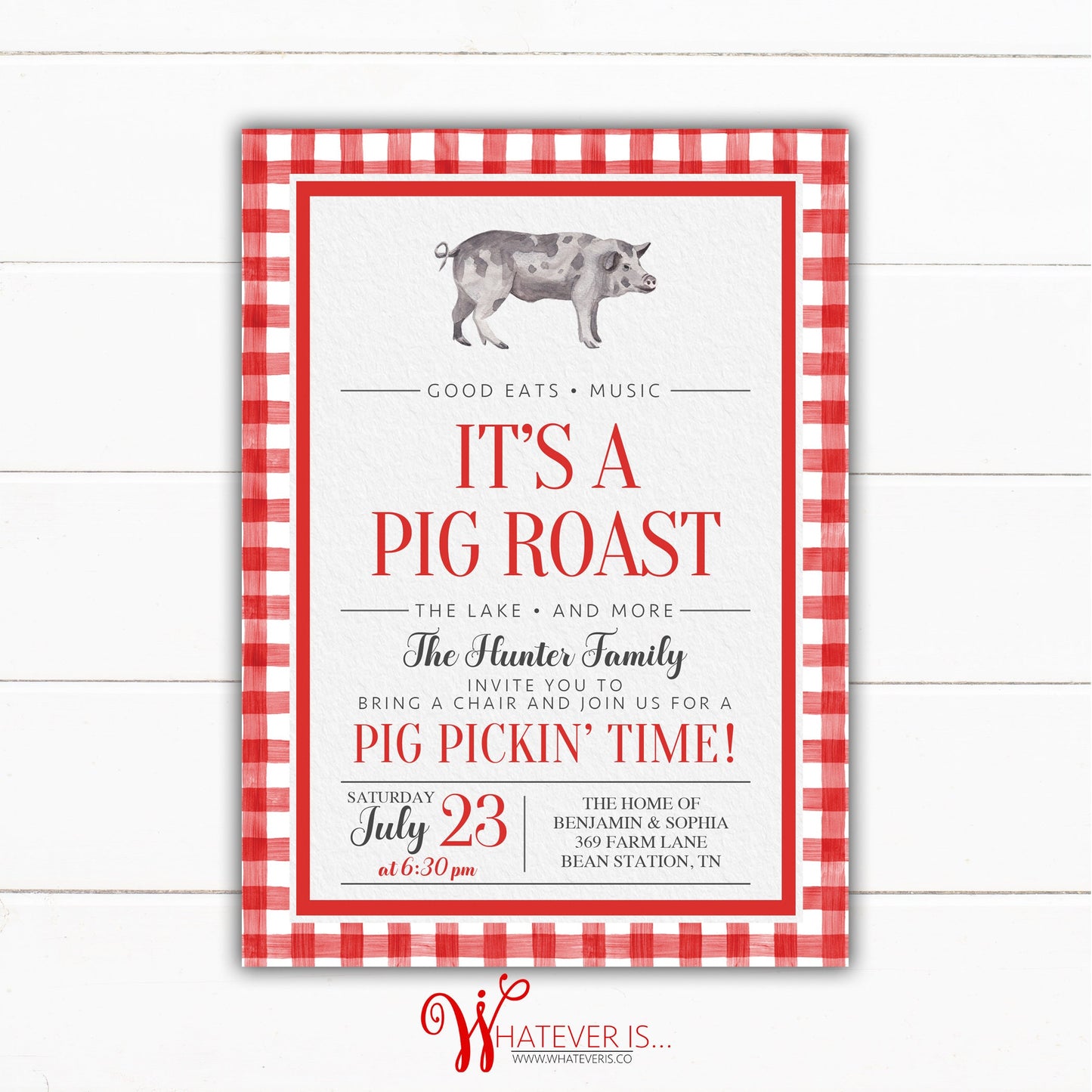 Pig Roast Invitation | Company Picnic Invitation | Family Picnic Invitation | Family Reunion Invitation | Summer Picnic Invitation | BBQ