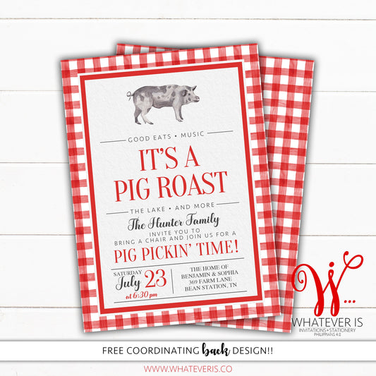 Pig Roast Invitation | Company Picnic Invitation | Family Picnic Invitation | Family Reunion Invitation | Summer Picnic Invitation | BBQ