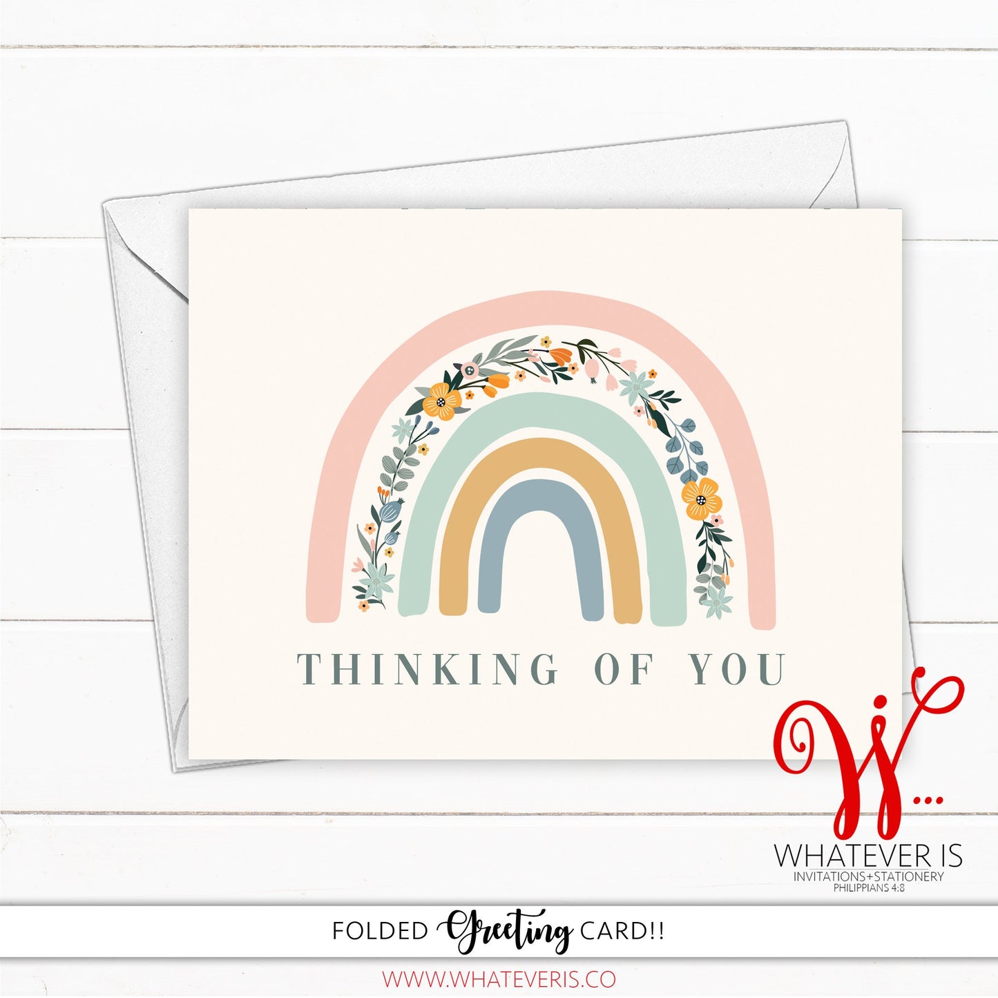 A2 Rainbow Floral Thinking of You Cards (Set of 12)